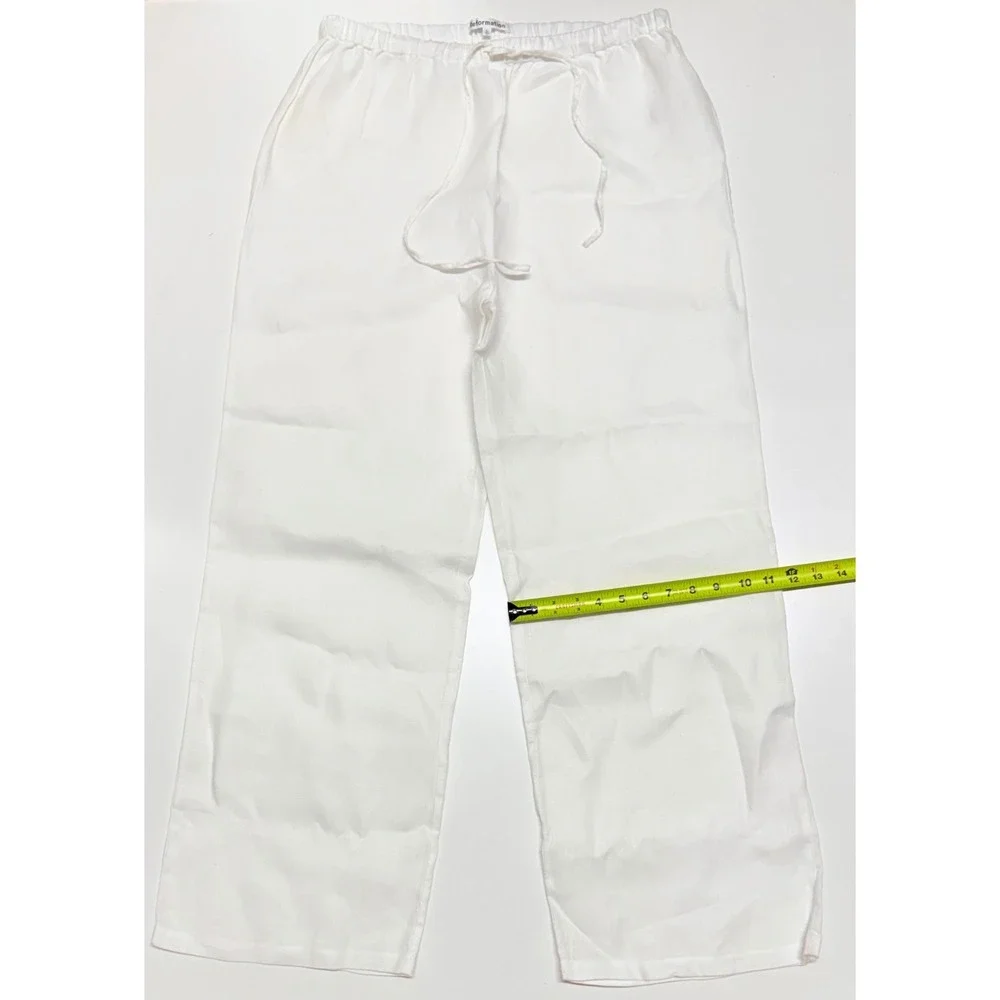 Reformation White 100% Linen 2 Piece Set XL Shirt and Large Wide Leg Pants Women
